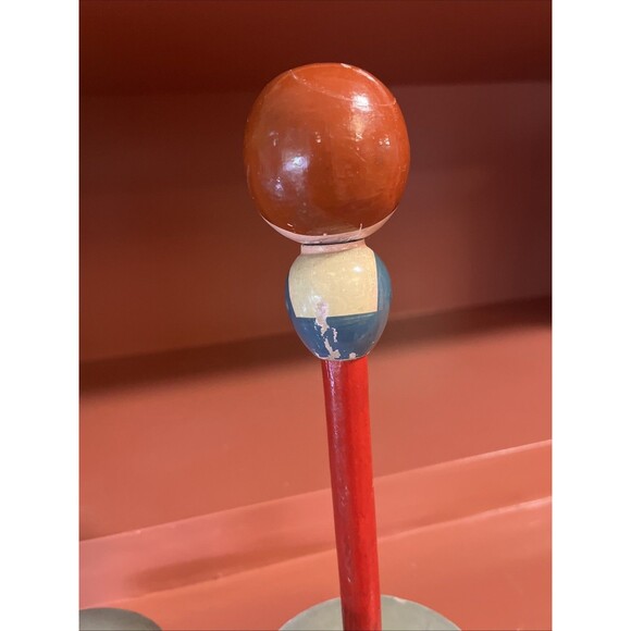 Vintage Hand Painted Wooden Figural Head Soldier Lady Hat Stand Pair Japan - Picture 5 of 8